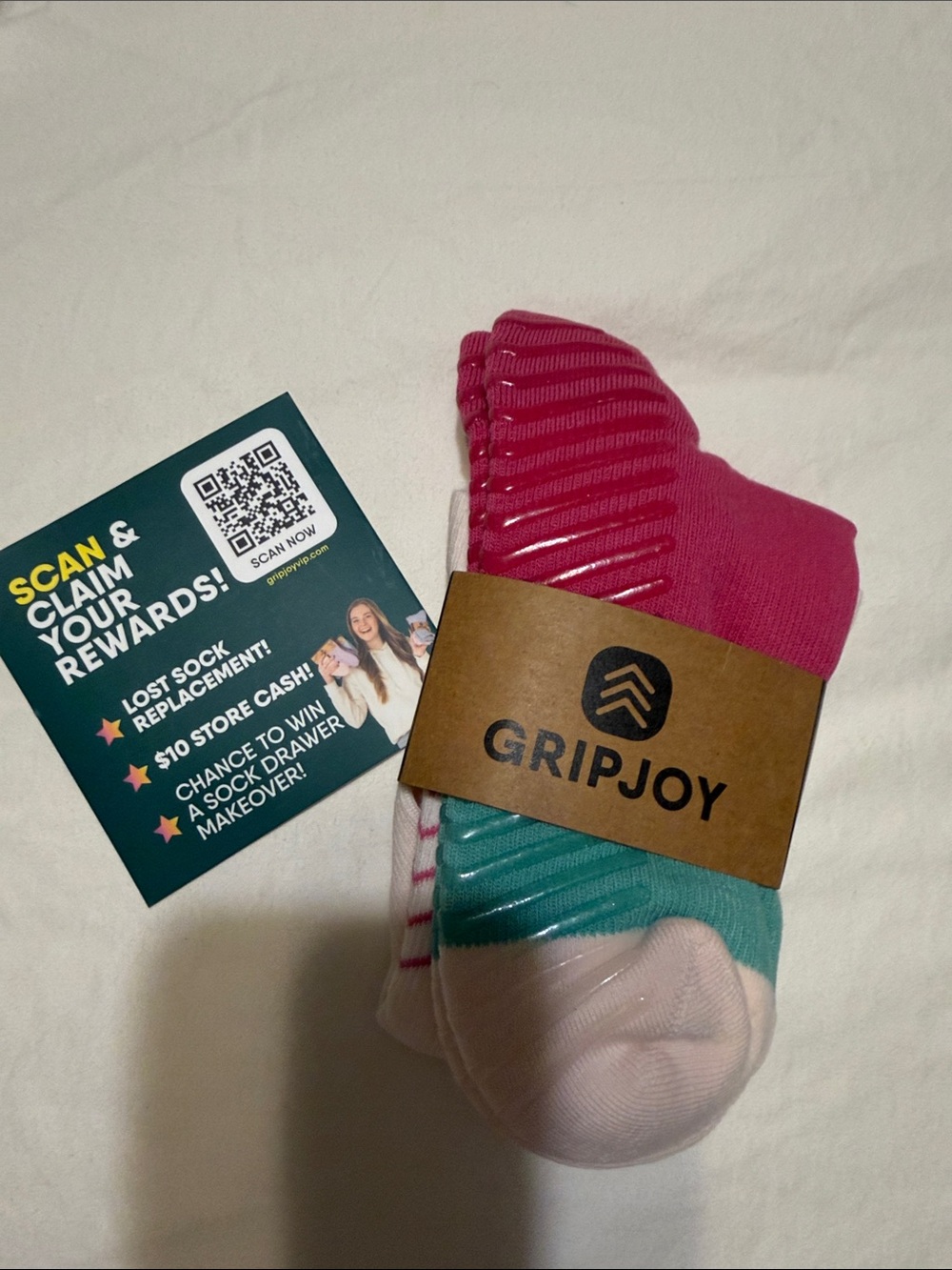 Women's No-Show Grip Socks — Pink, Teal & Light Pink